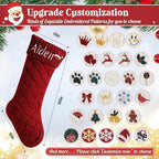 Personalized Christmas Stockings,Custom Embroidered Name & Monogram Knit Stockings for Kids,Family - Checkered Cable Knit 18" Christmas Stocking for Fireplace Holiday Decor(7 Pack) - Image 5