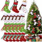 Newcotte 36 Pcs Mini Christmas Stocking Elf Xmas Hanging Stockings Red White Green Christmas Decorations for Holiday Fireplace Tree Decoration Gift Present by Newcotte