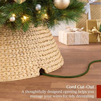 Best Choice Products 42in Christmas Tree Collar, Woven Hyacinth 4-Piece Holiday Rattan Tree Skirt Accessory for Home w/Cord Cut-Out - Natural - Image 3