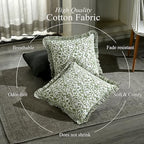 CPC Meadow Vine Hand Block Print 100% Cotton Ruffle Throw Pillow Cover 24x24 inch with Hidden Zipper Decorative for Couch, Bed, Sofa, Farmhouse, Cottagecore Decor Gift Christmas Fall Thanksgiving - Image 3