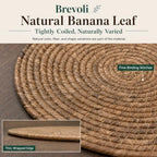 13 Inch Round Woven Placemats Set of 8, Natural Banana Leaf Charger Plates - Image 3