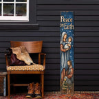 Peace On Earth Sign for Front Door Porch Deck Patio or Wall - Indoor Outdoor Decorative Christmas Holiday Farmhouse Rustic Vertical Porch Decor - Image 3