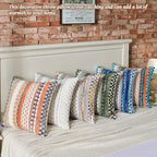 AmHoo Set of 2 Chenille Tufted Striped Textured Boho Throw Pillow Covers Aesthetic Woven Decorative Pillow Case for Couch Bed Sofa Bedroom Modern Funky 18 x 18-Inch Multicolor - Image 7