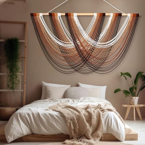 Tiamon Boho Wall Decor - 59''W x 35.4'' L Macrame Wall Hanging Dip-Dye Large Tapestry Art for Home Bathroom Farmhouse Bedroom Living Room Office Natural Modern Rustic Decoration - Image 6