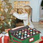 HOLDN’ STORAGE Christmas Ornament Storage Box with Dividers - Fits 48-3” Ornaments, 2 Removable Trays, Durable & Space-Saving, Clear Top Lid, Fits Underbed, Green - Image 3