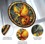 Sacred Phoenix Bird Suncatcher Stained Glass Window Hangings Sun Catchers Colorful Ornament Gifts for Women Mom Wife Halloween Christmas Housewarming 11.8" - Image 3