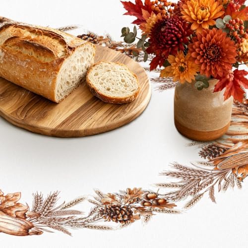 Oval Fall Tablecloth 60x120 Inch, Thanksgiving Autumn Harves Turkey Pumpkin Table Cloth, Waterproof Wrinkle Resistant Table Cover for Fall Decorations Decor - Image 5