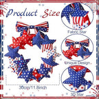 Suncalla 4th of July Door Wreath Patriotic Wreath 11.8 Inch Red White Blue Decoration Star 250th Anniversary Front Door Decoration with Bow for American Independence Day Decor - Image 2