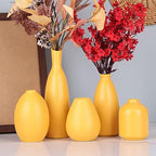 Yellow Ceramic Bud Vases Set of 5, Farmhouse & Fireplace Decor, Multipurpose Home Decoration for Living Room, Entrance, Bathroom, Kitchen & Office, Coffee Table Decor, Bulk Bud Vases - Image 6