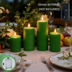 LUSHARBOR Green Flameless Candles, 4 Pack Battery Operated Candles for St. Patrick’s Day, Real Wax LED Fake Candles for Spring Decor Party Centerpiece Green - Image 7