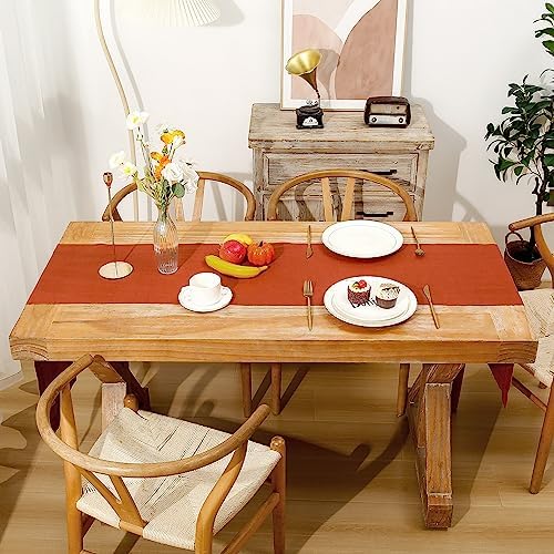 Linen Table Runner 14X72 Inches,100% French Linen Rust Tablerunner,Machine Washable Dining Table Runner for Fall,Wedding,Party,Halloween,Christmas(Rust) - Image 3
