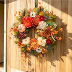 Fall Wreaths for Front Door 24 Inch Autumn Rustic Harvest Pumpkin Wreath - Image 2