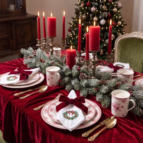HunnmingRe 12 Pcs Christmas Red and Green Cloth Napkins Set 17x17 Inch - Image 3