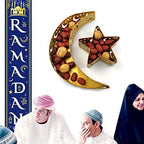 Eid Mubarak Moon Star Tray, Ramadan Decoration Ramadan Trays, Muslim Wooden Plate Tray Moon Star Shaped Food Fruit Serving Tray, Eid Mubarak Dessert Tray for Ramadan Festival Party(Silver A1) - Image 4