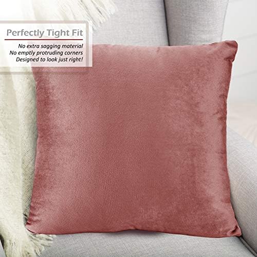 Nestl Throw Pillow Covers, Cozy Velvet Decorative Autumn Pillow Covers 22x22 Inches, Soft Solid Couch Pillow Covers for Sofa, Bed and Car, Set of 4 - Misty Rose - Image 4