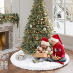 60 Inch White Faux Fur Christmas Tree Skirt Plush Xmas Tree Base Cover - Image 5