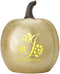 Let's Make Memories Personalized Pumpkin for Halloween - Custom Jack O Lantern with Your Name - Fall Decor - Light Up Pumpkin for Indoor/Outdoor Use - Floral Name and Monogram - Large - Gold Glitter by LetsMakeMemories