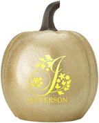 Let's Make Memories Personalized Pumpkin for Halloween - Custom Jack O Lantern with Your Name - Fall Decor - Light Up Pumpkin for Indoor/Outdoor Use - Floral Name and Monogram - Large - Gold Glitter by LetsMakeMemories