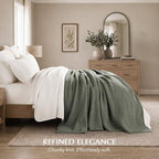 EVERGRACEHOME Chunky Chenille Knit Throw Blanket, 108x92, Dried Thyme Green - Image 4