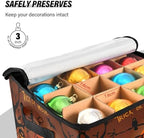 YETTASBIN Halloween Pumpkin Large Christmas Ornament Storage Box with Zipper & Adjustable Dividers, Storage Container with Lid & Handles for 64 Holiday Ornaments 3-Inch, 13 x 13 Inch - Image 5