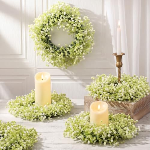Zeyune 24 Pcs Babys Breath Candle Wreath Rings Bulk - Image 4