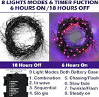 [ 8 Modes & Timer ] 9 Ft 66 LED Halloween Willow Vine Twig Decor Garland Decorations with Purple Lights, Halloween Garland with Battery Operated Waterproof for Home Wall Fireplace Mantle Decorations - Image 2
