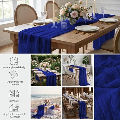 12Pack Royal Blue Cheesecloth Table Runners 10FT Table Runner - Image 4