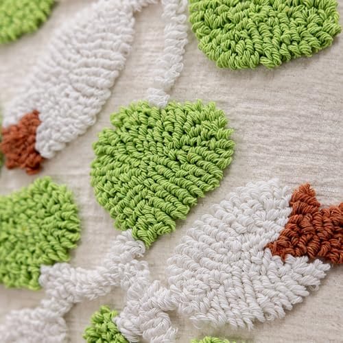 Summer Floral Throw Pillow Covers 20x20 Inch Set of 2, Chenille Embroidered Pillowcase with 3D Tufted White Flowers and Green Leaves, Boho Decorative Cushion Covers for Couch Sofa Bed - Image 3