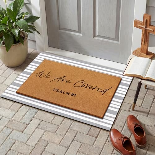 Drydiet 2 Pcs Christian We are Covered Psalm 91 Christian Door Mat - Image 4