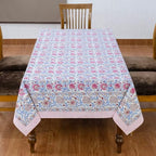 Home Spun & Crafts 80x120 Inches Rectangle Hand Block Print Tablecloth, 100% Cotton, Pink Pearl Floral Table Cloths Washable, Traditional Indian for Dining Outdoor Thanksgiving Halloween Christmas - Image 3