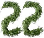 2Pcs Christmas Norfolk Pine Garlands, 6Ft Real Touch Artificial Faux Winter Dense Greenery Garland for Table Mantle Fireplace Wall Fence Stair Window Xmas Wreath Indoor Outdoor Holiday Decoration by AKAUKIN
