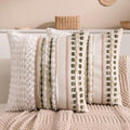 Boho Chenille Tufted Couch Throw Pillow Covers 18x18 Inch Set of 2 Farmhouse Striped Decorative Pillow Covers Accent Neutral Square Pillowcase Green Cushion Covers for Livingroom Sofa Bed by KOOLIFE