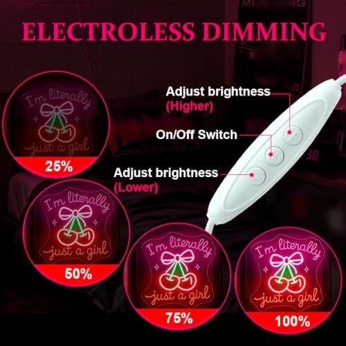 I'm Literally Just A Girl Neon Sign Pink Cherry Bow Led Neon Light - Image 6