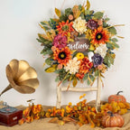 Artificial Harvest Fall Wreaths for Front Door 24 Inch Autumn Wreath - Image 6
