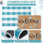Lyrow 2 Pcs Door Mat Set Fall Thanksgiving Pumpkin Football,Coastal - Image 4