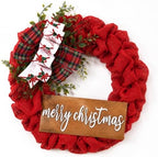 16 Inch Merry Christmas Burlap Wreath for Front Door with Buffalo Bow by Canlierr