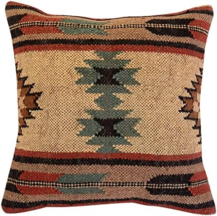 Trade Star 70% Jute 30% Wool Cushion Cover Kilim Rug Pillow Case 18x18 Vintage Boho Home Decor Pillow Case Handwoven Decorative Throw Pillows Shams for Sofa Premium Quality Designer Cushion Case by TradeStar
