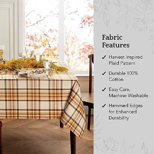 Threadmade Russet Harvest Woven Plaid Tablecloth, Multicolor - 60"W x 102"L - Image 3