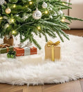 Multiwins 60 Inch Faux Fur Christmas Tree Skirt, Fluffy Plush Skirt for Christmas Tree, White Christmas Tree Rug Skirt Perfect for Christmas Party Decorations by multiwins