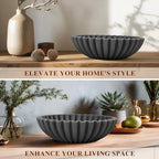 YMXYJM Large Decorative Bowl, Modern Handicraft Bowls for Home Decor, Decorative Fruit Bowl for Kitchen, Ruffle Bowl Decor, Stylish Key bowl for Entry Table, Artificial Stone Black - Image 5