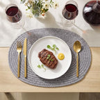 Oval Woven Placemats Set of 6, Cotton Rope 16x12 Inch, Grey - Image 4
