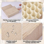 2 Pcs Light Bulb Organizer Storage Box Ornament Storage with 30 Dividers Foldable Bulbs Organizer with Lid Sturdy PP Board Fits Various Standard Dustproof Fabric Case for Home Vbs (Beige) - Image 5