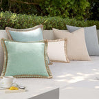 MIULEE Set of 2 Lumbar Linen Burlap Throw Pillow Covers 12x20 Light Blue - Image 2