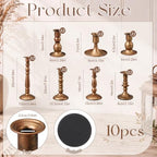 Mumufy 10 Pcs Matte Candlestick Holders, Metal Wedding Taper Candle Holders Vintage Candles Stand Set, Candle Stick Decor for Mantel Table Centerpiece Wedding Dining Table Decor Mantelpiece (Bronze) - Image 2