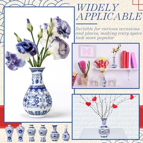 Maxcheck 12 Pcs Small Blue and White Vase, Mini Chinoiserie Vases, Classic - Image 4