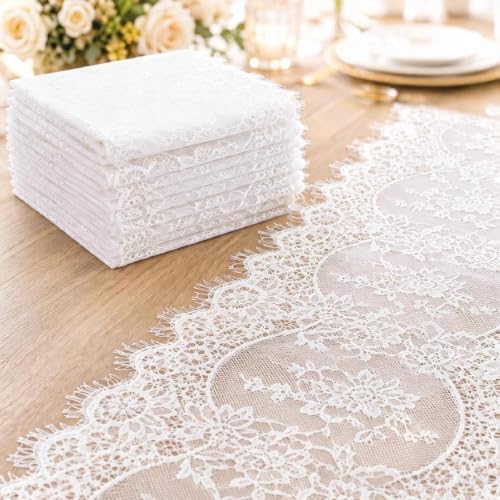 24 Pack White Lace Table Runner 120" Long Vintage Floral Decor by Unknown