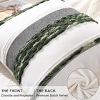 decorUhome Cream White and Green Throw Pillow Covers 18x18 Set of 2 - Image 4