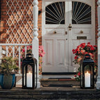 NEEDOMO Set of 2 Lanterns Decorative for Home,22''H Large LuxuryBronze Metal Hurricane Lanterns with Tempered Glass Panels for Porch,Tabletop, Mantle, Wall Hanging, Garden, Indoor & Outdoor Décor - Image 5