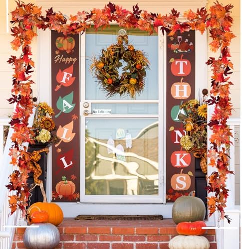 DearHouse 6 Pack Fall Garland Maple Leaf Clearance, 5.9Ft/Piece Hanging Vine Artificial Autumn Garland Thanksgiving Decor for Home Wedding Fireplace Party Christmas (Red) - Image 2