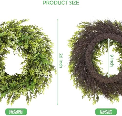 26'' Wreath for Front Door, Artificial Greenery Door Wreaths for Home Decor - Image 2